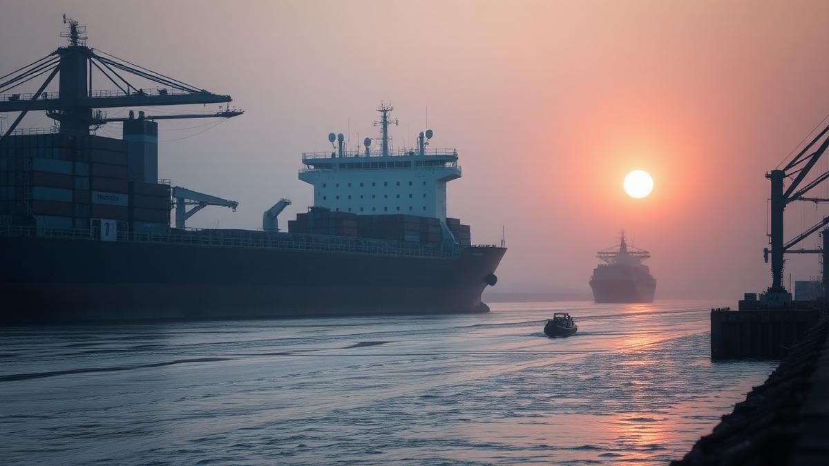 Fuel oil barge at a Northwest European inland terminal during low water levels