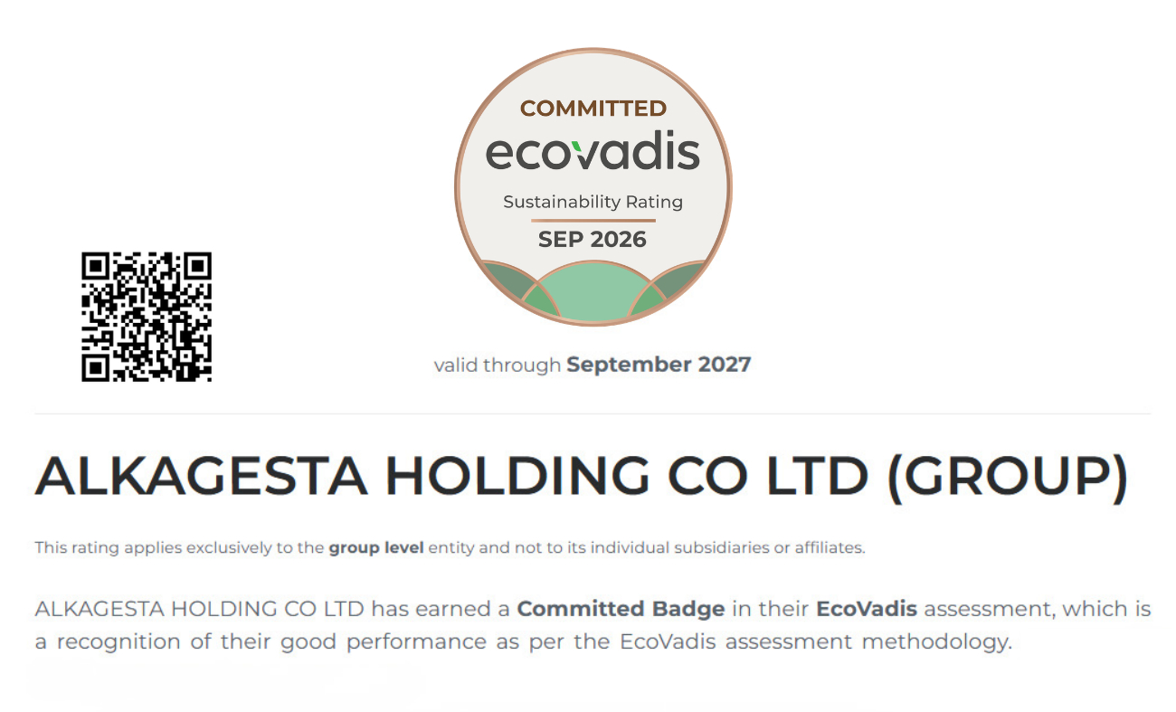 Alkagesta EcoVadis Committed Badge recognition for sustainable business practices